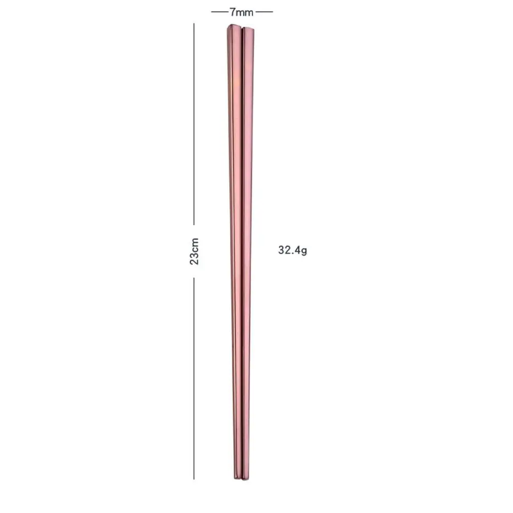1 пара нержавеющая сталь квадратной формы палочки для еды длина 23 см красочные многоразовые палочки для еды столовая посуда кухонный инструмент - Цвет: Rose Gold