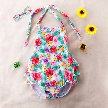 Летний тропический Купальник для девочек, Цельный купальник бикини с цветочным мотивом, купальный костюм для девочек, купальный костюм для девочек, бикини, Пляжное Платье, Beachwear