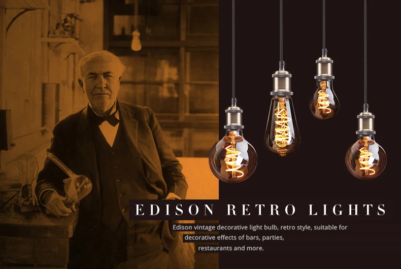 Edison Винтаж светодиодный Лампа накаливания E27 A60 ST64 G80 G95 G125 Ретро светодиодный светильник спираль свет украшение дома освещение AC85V-265V