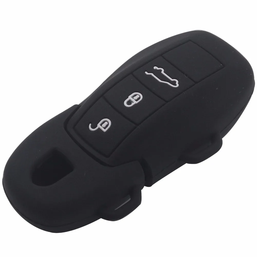 Jingyuqin 3 Button Silicone Rubber Remote Car Key Cover Case For Porsche Cayenne Macan 911
