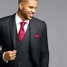 Серый, 5 шт.(куртка+ брюки+ галстук+ платок+ жилет), брендовая одежда с отворотом, мужские костюмы, облегающие, модные, Terno Masculino, на заказ