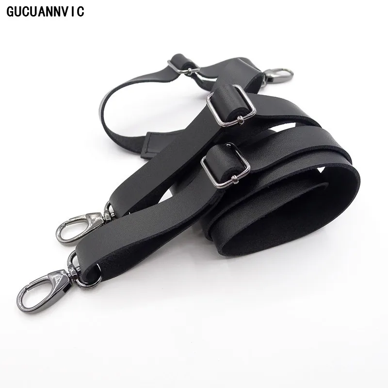 Günstige Innovative leder haken schnalle hosenträger Männer und frauen hosenträger gun zange schnalle leder schwarz braun schmalen riemen haken