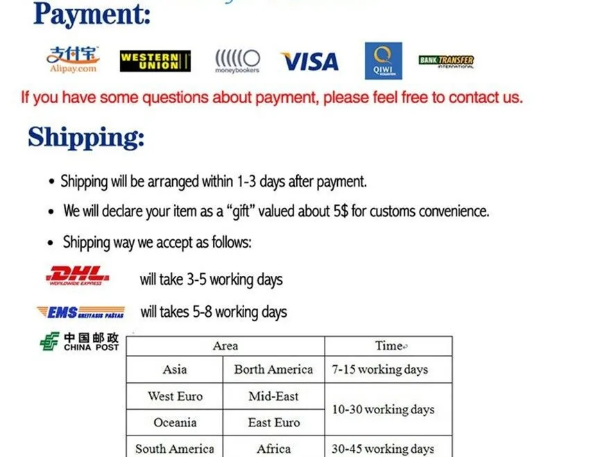 payment shipping