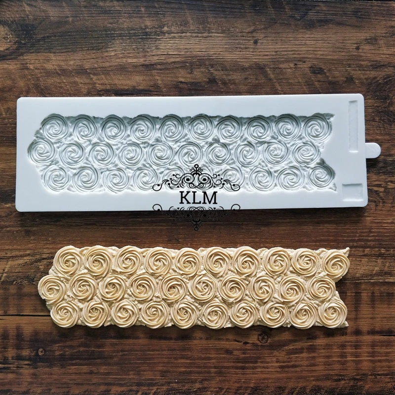 

Piped Swirl Border Mould Food grade silicone rose mould Cake side decorating soft candy tool Sugar shell