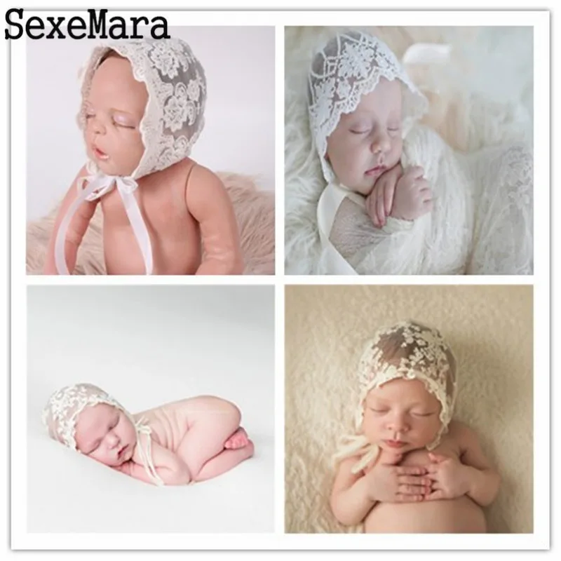 Детская кружевная шляпа детская шапочка Infantil летняя новорожденная фотография Реквизит детская шапка реквизит для ребенка новорожденный реквизит 0-3 месяцев 14X17 см