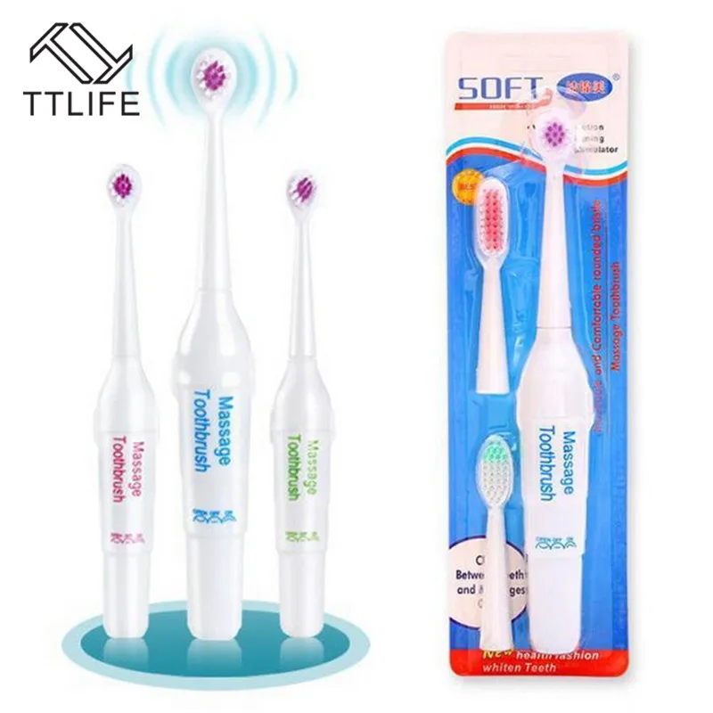 

TTLIFE 1 Set Electric Toothbrush With 3 Brush Heads Battery Operated Oral Hygiene No Rechargeable Teeth Brush For Children New