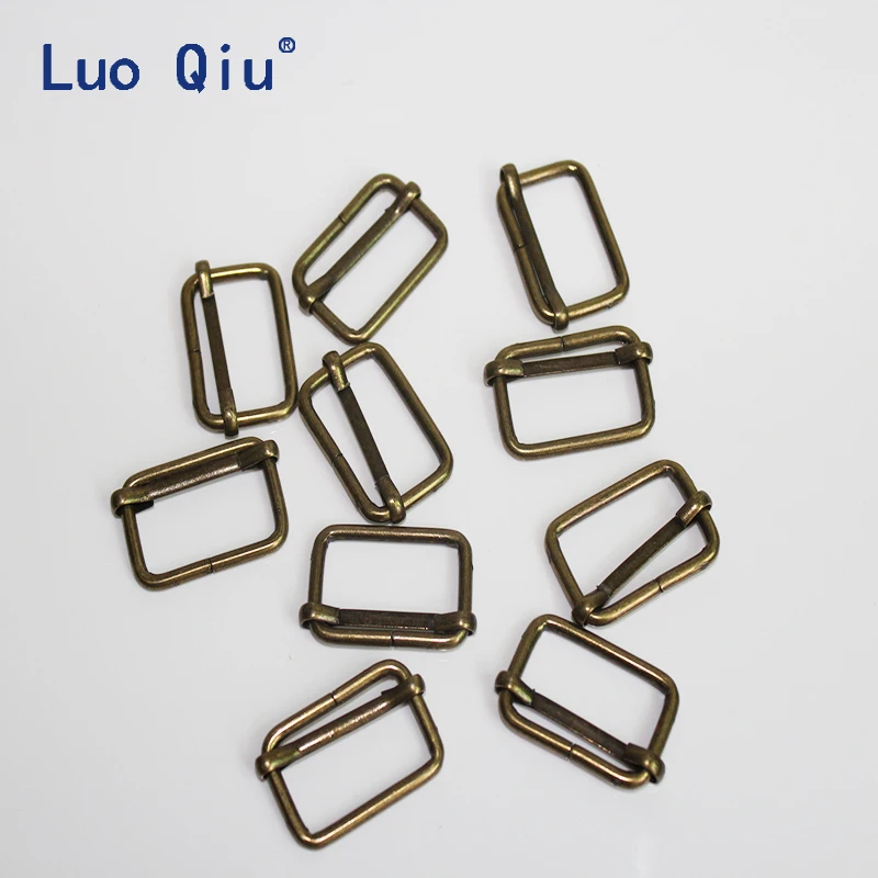 

Luo Qiu50 pcs/lot 25mm 1in Bronze Webbing adjustment buckle suspenders buckles Belt Slider Third gear deduction suspender clips