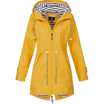 

2020 spring and autumn Women's Solid Rain Jacket Outdoor Jackets Waterproof Hooded Raincoat Windproof free shipping