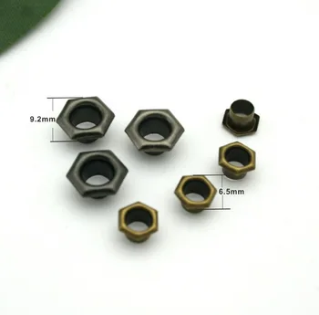 

300sets Metal eyelet 9.2 Unique metal brass eyelet with washer hexagon / sexangle metal grommets eyelets JY-010