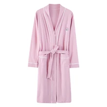 Для женщин халат весна и осень хлопок вязать халат сплошной длинный халат Для женщин пижамы комплект пижамы