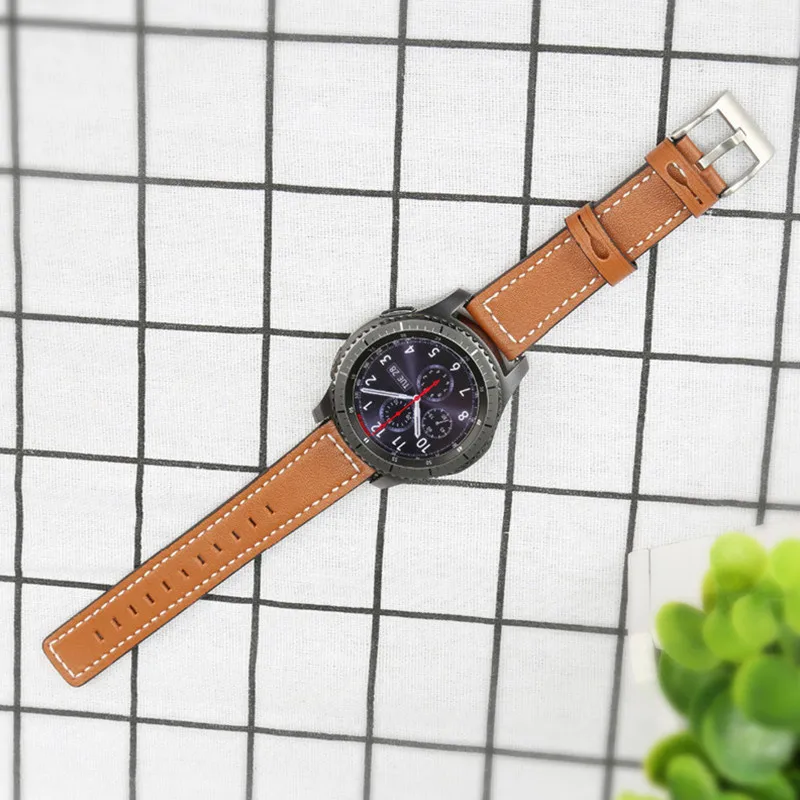 22 мм ремешок для часов Ретро ремешок из натуральной кожи для samsung galaxy watch 46 мм Шестерня S3 Frontier металлическая пряжка amazfit bip huewei часы - Цвет ремешка: brown B