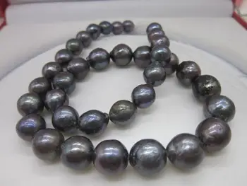 

HUGE 12-15MM SOUTH SEA GENUINE PURPLE PINK PEARL NECKLACE 925silver 18