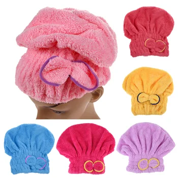 

6 Colors Microfiber Solid Quickly Dry Hair Hat Womens Girls Ladies Cap Bath Accessories Drying Towel Head Wrap Hat