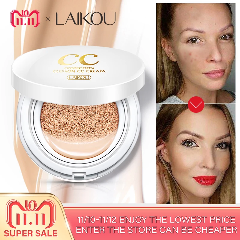 Brand LAIKOU Air Cushion Isolation CC Cream Korean Cosmetic Moisturizer Make Up Oil Control Hyaluronic Acid Whitening BB Makeup