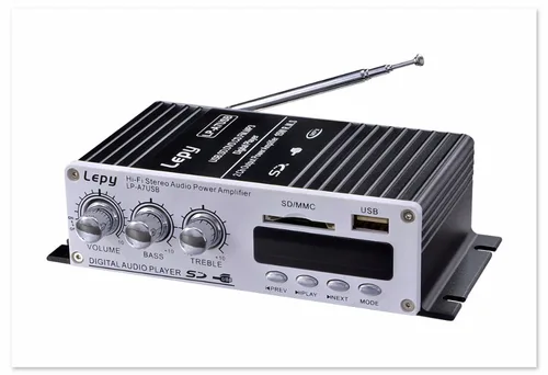 블루투스 Lepy LP - A7USB 파워 앰프, 12V3A 전원 및 오디오 케이블 포함, 가정용 차량용 다기능 FM SD USB MP3 플레이어 4
