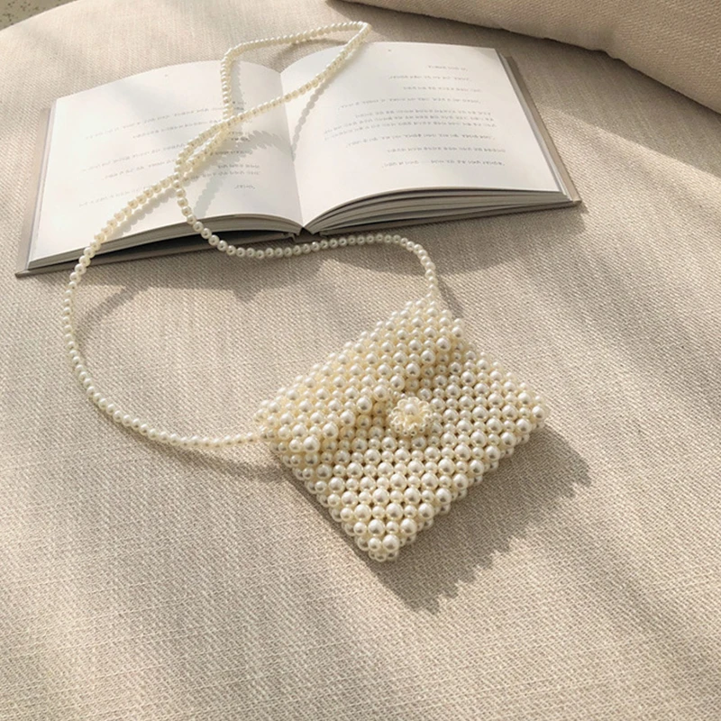 

Luxury New Mini Pearl Handbag Exquisite Hand-woven Beaded Messenger Bag Women Shoulder Bag Evening Bag Party Clutches Bolsa