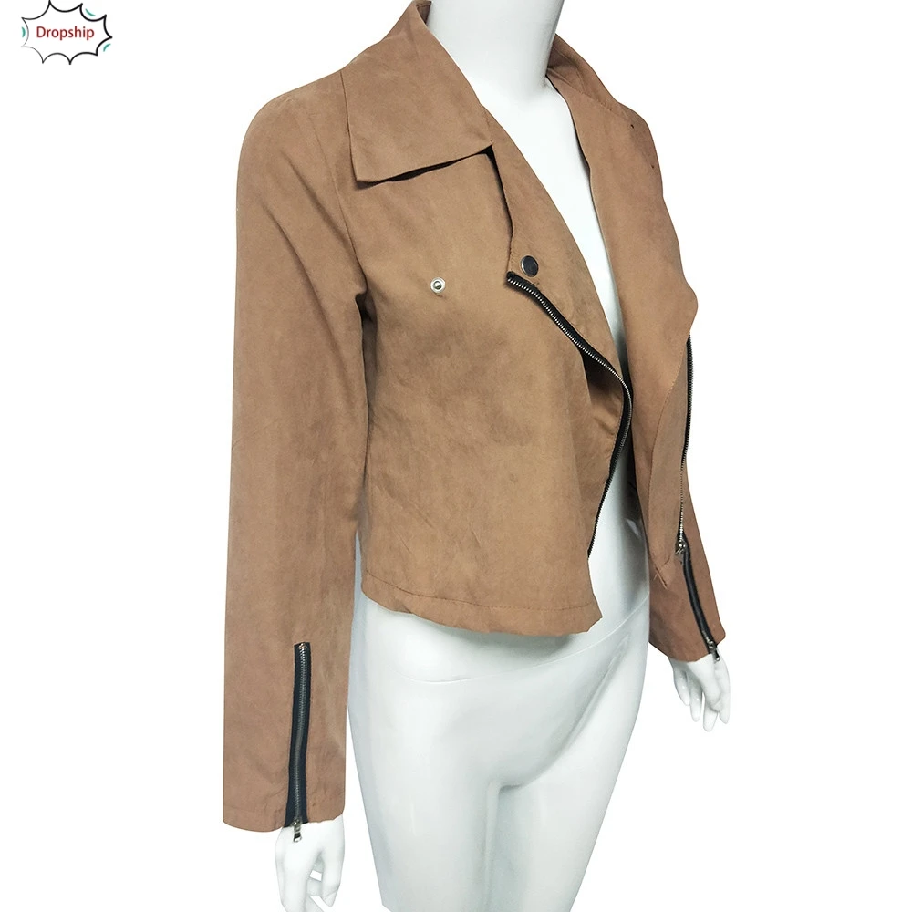 Zipper Up Bomber Jacket Womens Ladies Retro Rivet Casual Coat Outwear