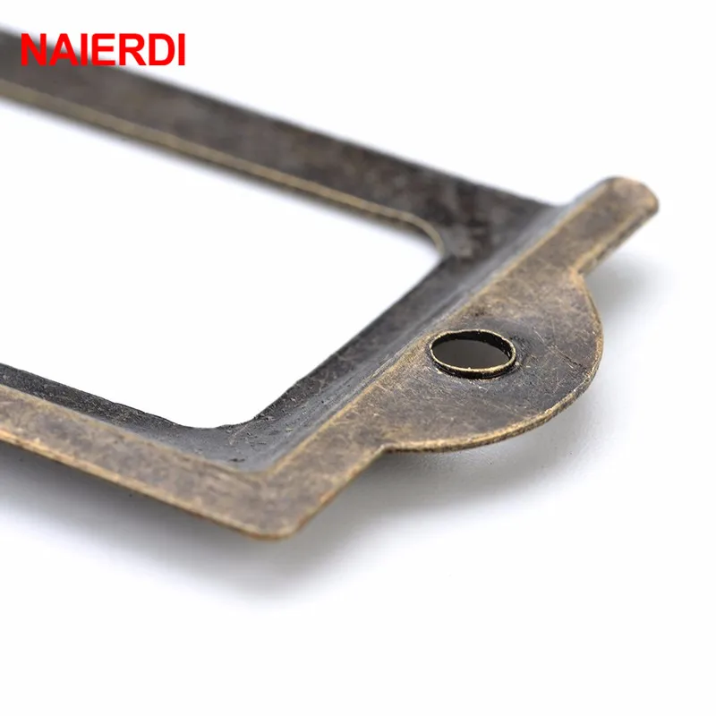 NAIERDI 10pcs 82*30mm Handle Antique Brass Label Pull Frame File Name Card Holder For Furniture Cabinet Drawer Box Case Hardware NAIERDI 10pcs 82*30mm Handle Antique Brass Label Pull Frame File Name Card Holder For Furniture Cabinet Drawer Box Case Hardware