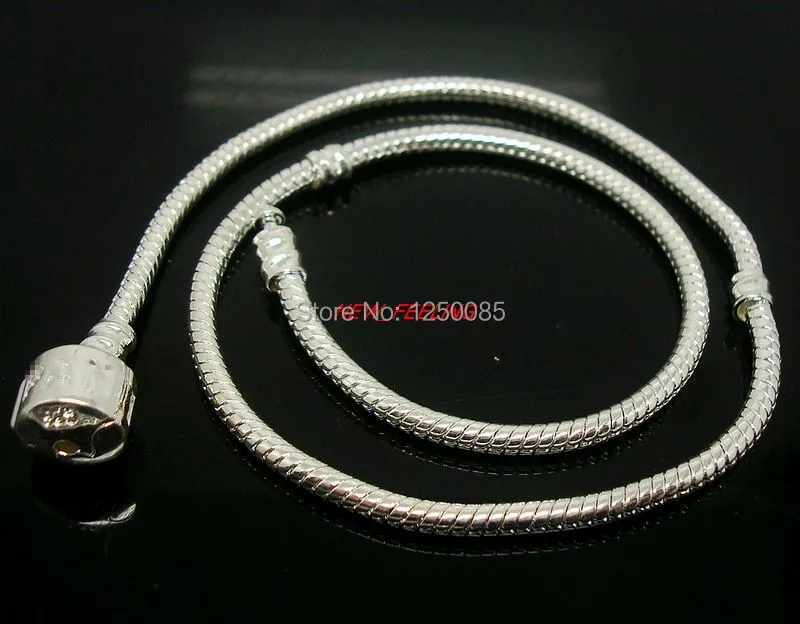 

5PCS/LOT Silver Plated 925 stamped Snake Chain Necklace Fit European PDN Charms Beads 38cm in size