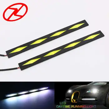 

2Pcs New Car accessories LED DRL COB Daytime Running Light 12V Fog Lamp White Bright External Lights Waterproof