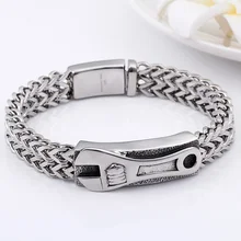 Клевый, панк-рок 12 мм широкий браслет в виде гаечного ключа Для мужчин Нержавеющая сталь Байкер мужской браслеты женские