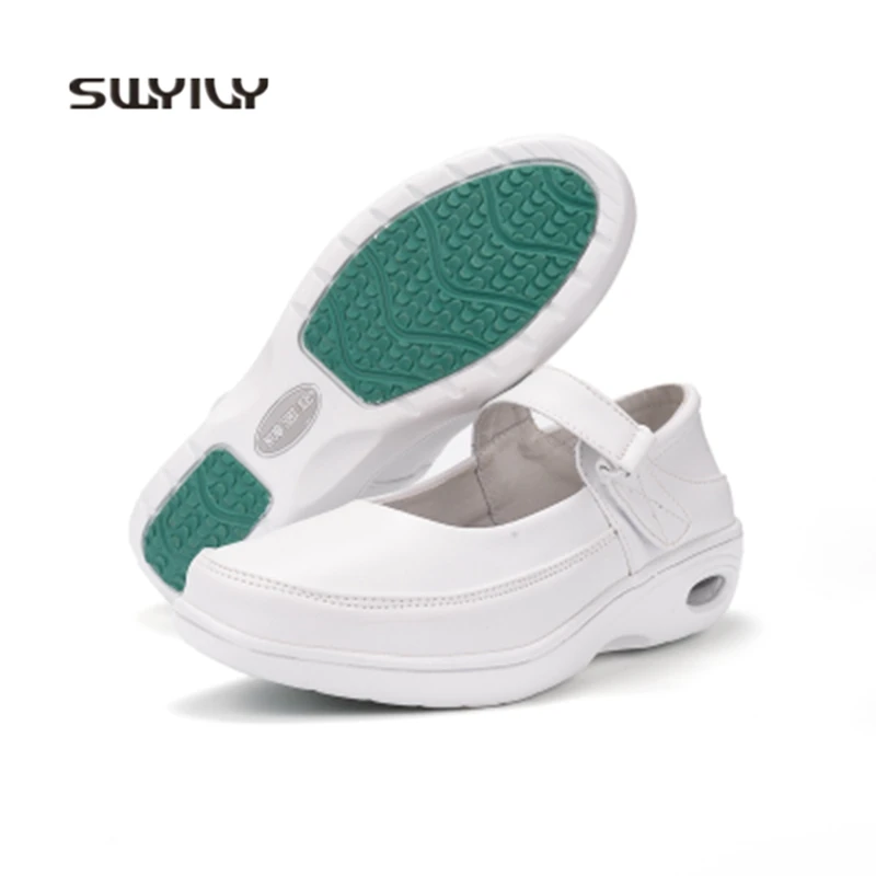 SWYIVY Women Sneakers Hollow Breathable Slimming Shoes New Wedge Cushioning Hook&Loop Female Espadrille Sport Swing Shoes