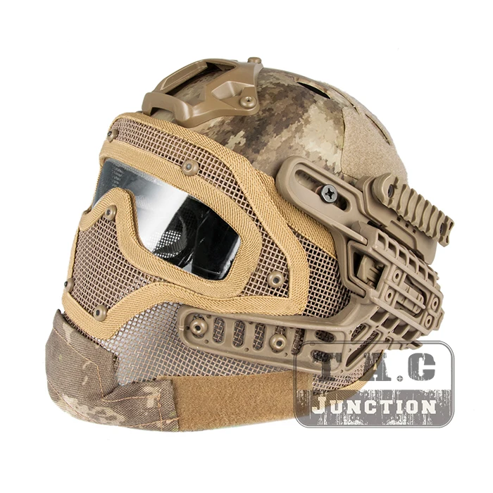 

Tactical Airsoft FAST PJ Advanced Adjustment Protective Multi-function G4 Full Facial Armor System Combat Helmet w/ Goggle Mask
