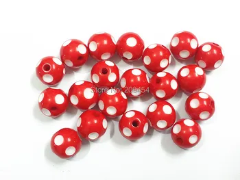 

(Choose Size First) 12mm/14mm/16mm Red Polka Dot Beads