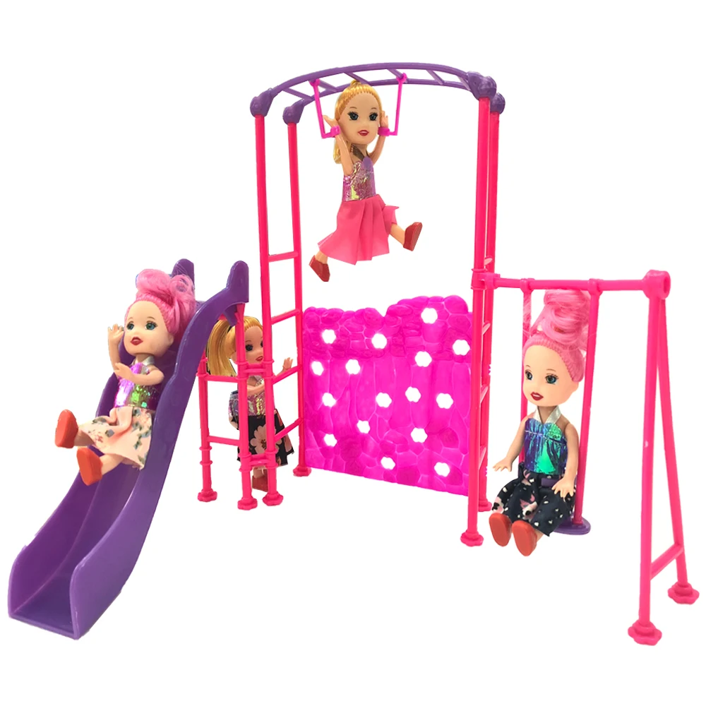 NK один набор, аксессуары для куклы, парк, горка, качели, игрушки, развлекательные устройства для Барби 1/6, куклы, детский сад, девочка, игровой дом X010A DZ