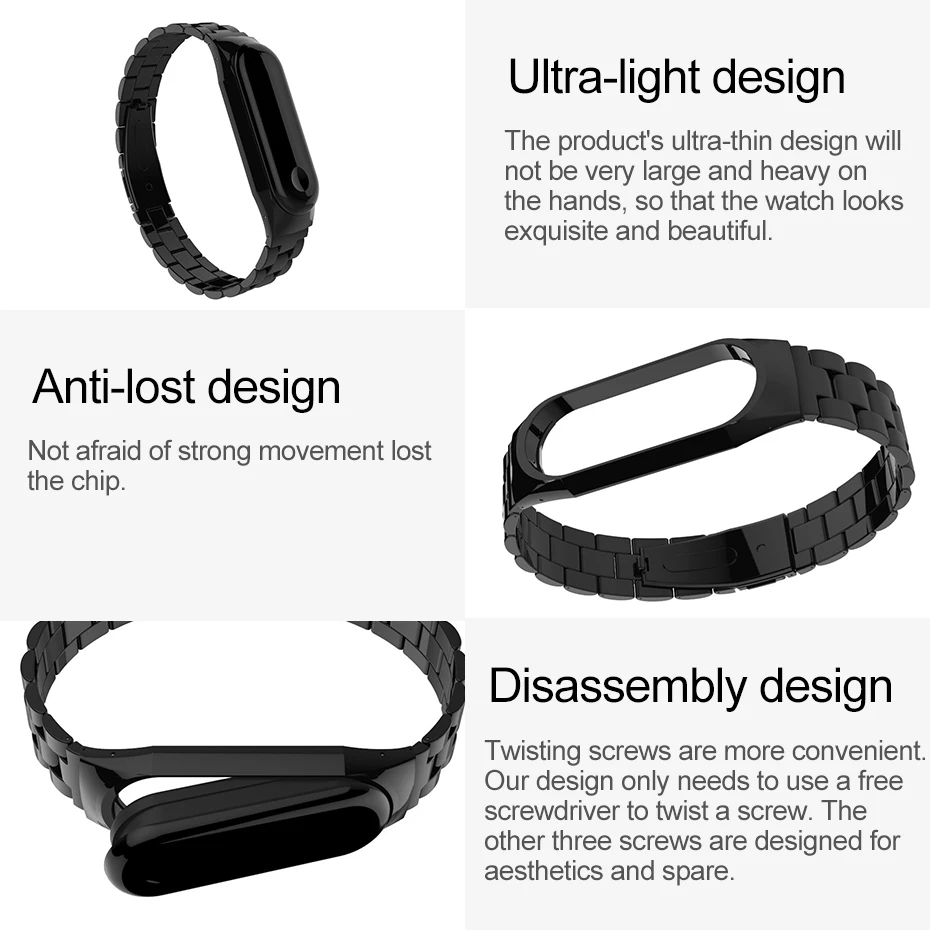 Металлический ремешок для Xiaomi mi Band 3, умный Браслет, ремешок из нержавеющей стали для mi Band 3, браслет, Сменные аксессуары для mi Band 3