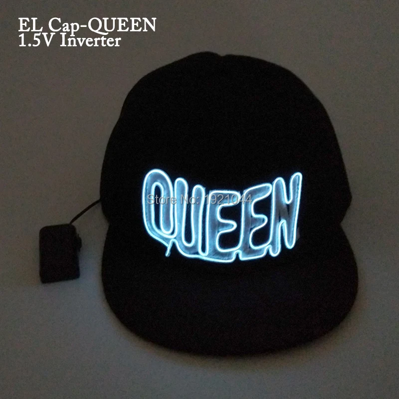 

DC-1.5V Steady on Driver+LED EL Wire Glowing High-grade Fashion KING QUEEN Neon glow light Party Hat Dance Party Decor