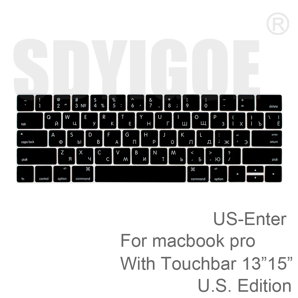 Русский ЕС и США-введите Клавиатура Обложка протектор для Macbook Pro 13Air 11 12 15 Сенсорная панель Модель A1706/A1466 A1707/A1990/A1398/A1534