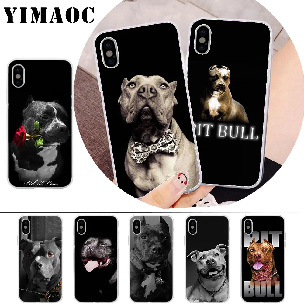 

YIMAOC Pit Bull Dog Pitbulls Soft Silicone Case for iPhone X r s Xr Xs Max 8 7 6S 6 Plus 5 5s SE