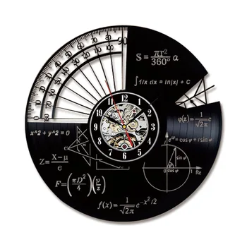 

Math Themes Vinyl Records Wall Clock Wall Mounted Quartz Decorative Clocks for Home Decor Living Room Bedroom Fashionable Vogue