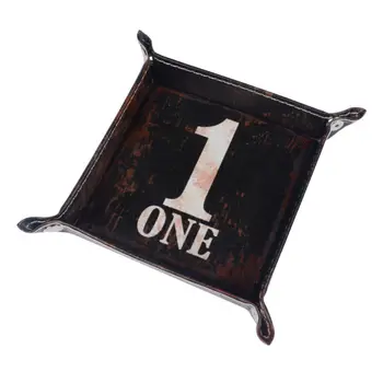 

LINKWELL 1PC Retro Black Number One Figure Letter Word PU Leather Mens Catchall Change Key Wallet Coin Box Storage Tray Valet