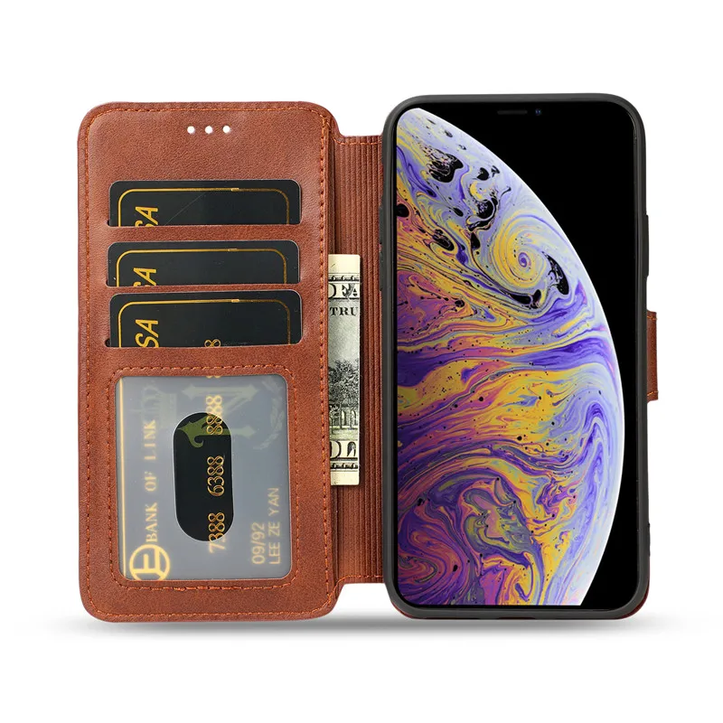 Роскошный кожаный бумажник флип-чехол для iPhone 11 Pro Max чехол для iPhone XS Max XR X 5 5S se 6 6s 7 8 Plus Магнитный держатель Coque