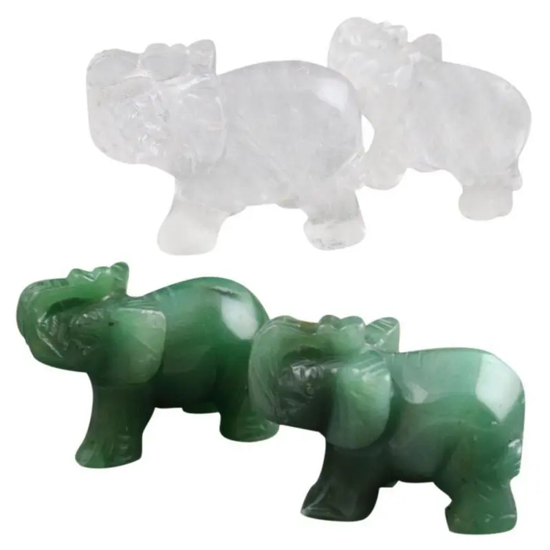 

Whosale Crystal Elephant Figurines Craft Carved Natural Stone Mini Animal Statue Decor For Craving Lucky Home Office Ornaments