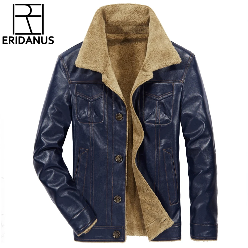 

2018 New Brand Men's Leather Jacket Coats Mens Brand Clothing Thermal PU Outerwear Winter Fur Male Fleece Jackets M-4XL X787
