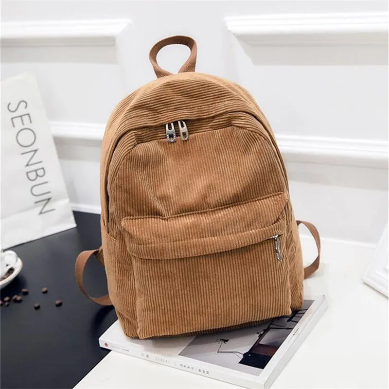 

Preppy Style Soft Fabric Backpack Female Corduroy Design School Backpack For Teenage Girls Schoolbags Laptop Backpack Women Bag