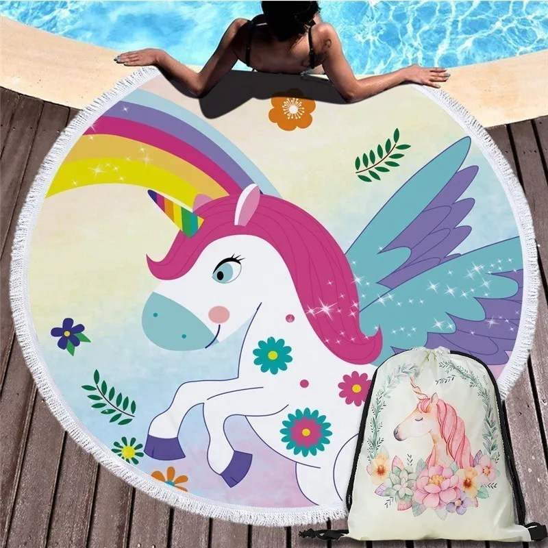 Милое Впитывающее микроволокно единорога летнее пляжное полотенце для взрослых модный Забавный Коврик для йоги с принтом одеяло с портативной сумкой для хранения - Цвет: Set 11