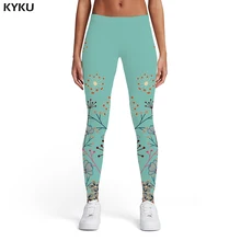 KYKU цветочные леггинсы женские леггинсы с листьями Красочные эластичные Harajuku спандекс женские s Леггинсы Брюки Джеггинсы Funky