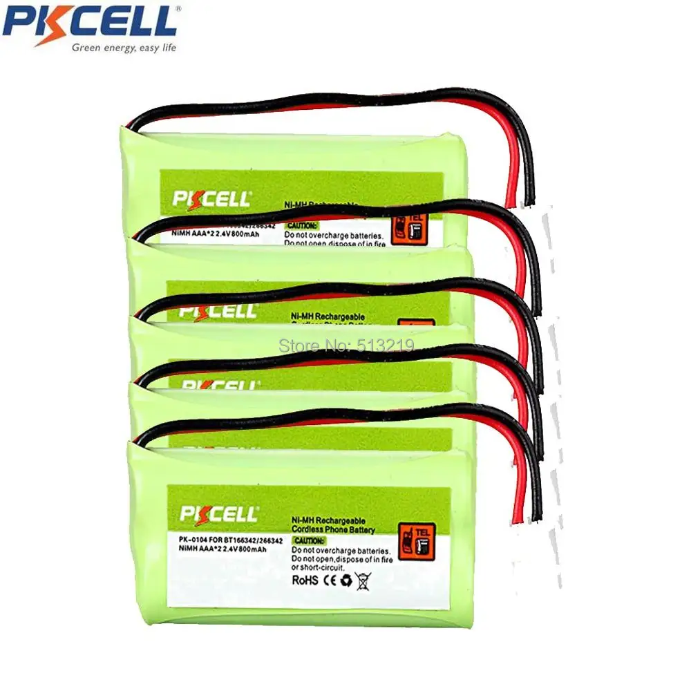 

5Packs Ni-MH 2.4V 800mAh Rechargeable VTech BT166342 BT266342 BT162342 BT262342 BT-183342 Sanik 2SN-AAA40H-S-X2 2SNAAA70HSX2F C