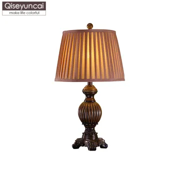 

Qiseyuncai 2019 European bedroom bedside antique table lamp creative simple villa retro living room study table lamp BN-0078