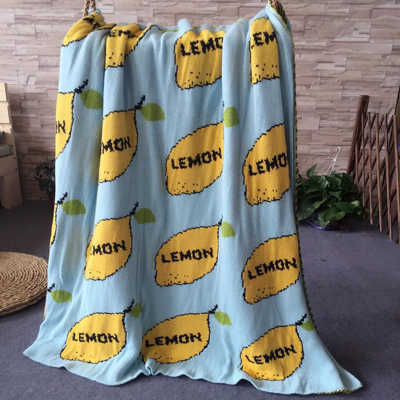 Baby Blanket Cute lemon bottles Knitted Plaid For Bed Sofa Pram Cot blankets Mantas BedSpread