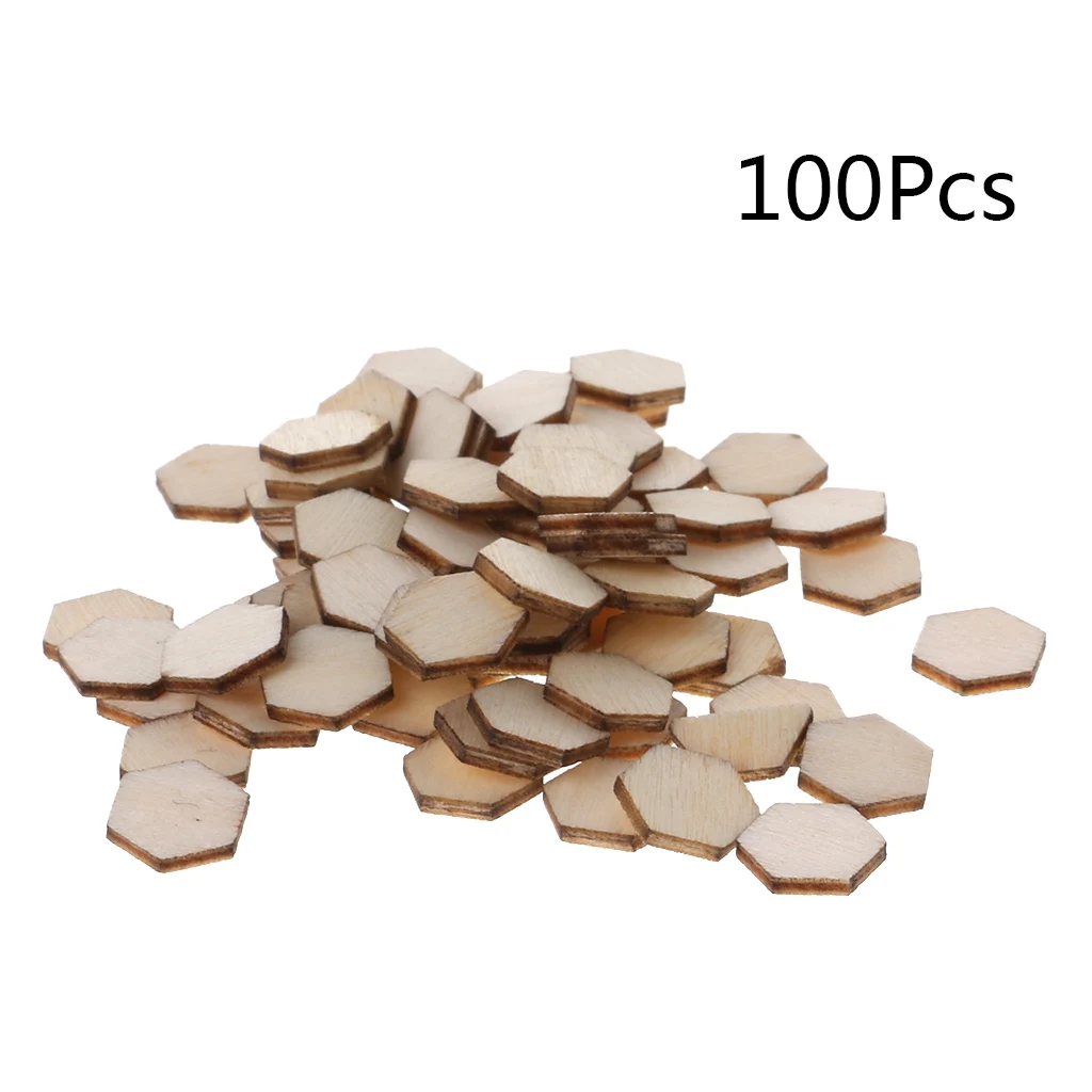 

100pcs Laser Cut Wood hexagon Embellishment Wooden Shape Craft Wedding Decor