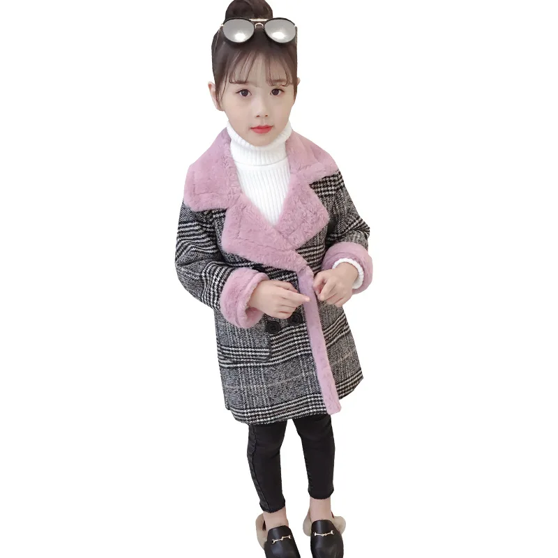 Зимняя длинная куртка для девочек; плотные теплые пальто в клетку; модная верхняя одежда для девочек; Новинка года; Детские пальто; детская одежда