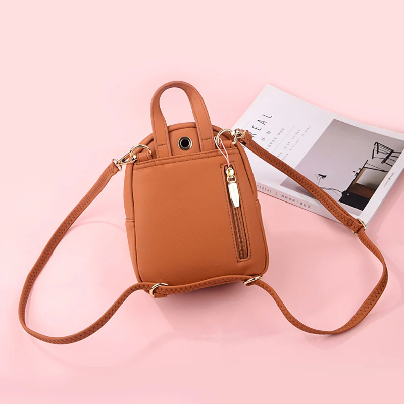

New Designer Fashion Women Backpack Mini Soft Press Multi-Function Small Backpack Female Ladies Shoulder Bag Girl Purse