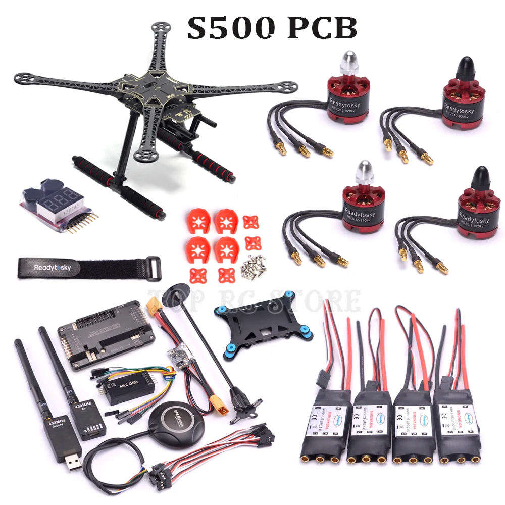 

F450 S500 X500 500mm Quadcopter Frame Kit APM2.8 controller board M8N GPS Power module mini OSD 2212 920kv motor 30A Simonk ESC