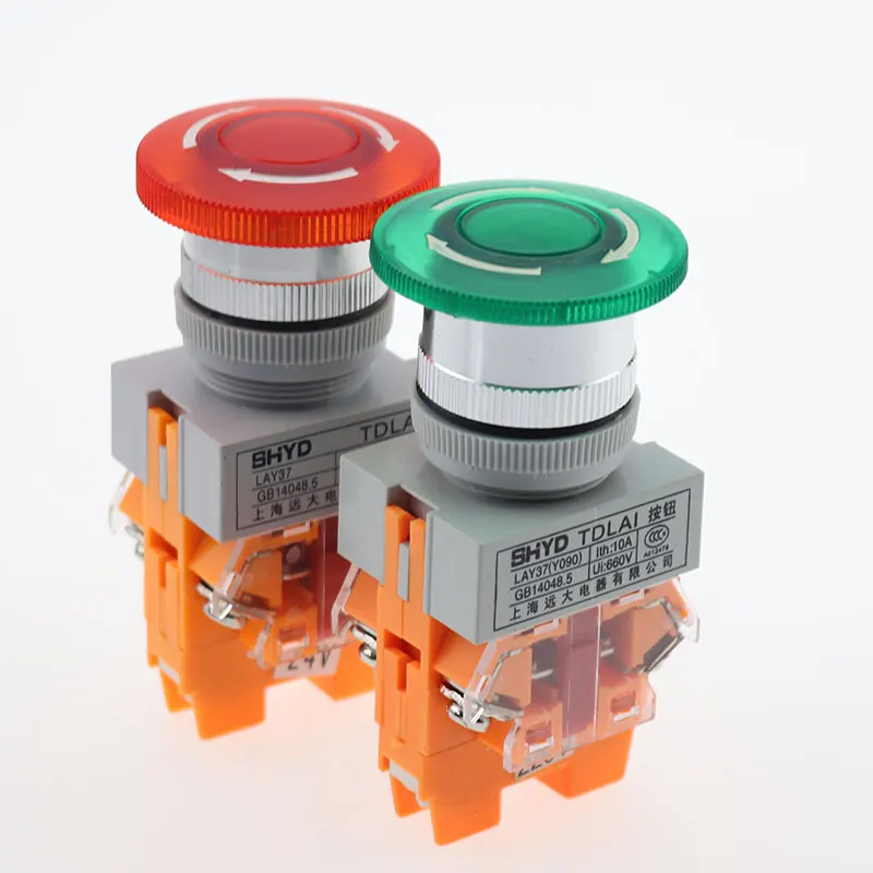 22mm led emergency stop maintained with led light push emergency light button