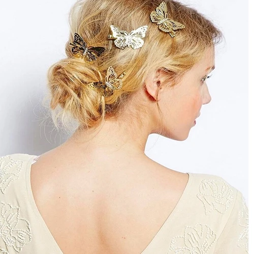 

Women's Hollow Golden Color Butterfly Hair Clip Hairpin Bridal Hair Accessory